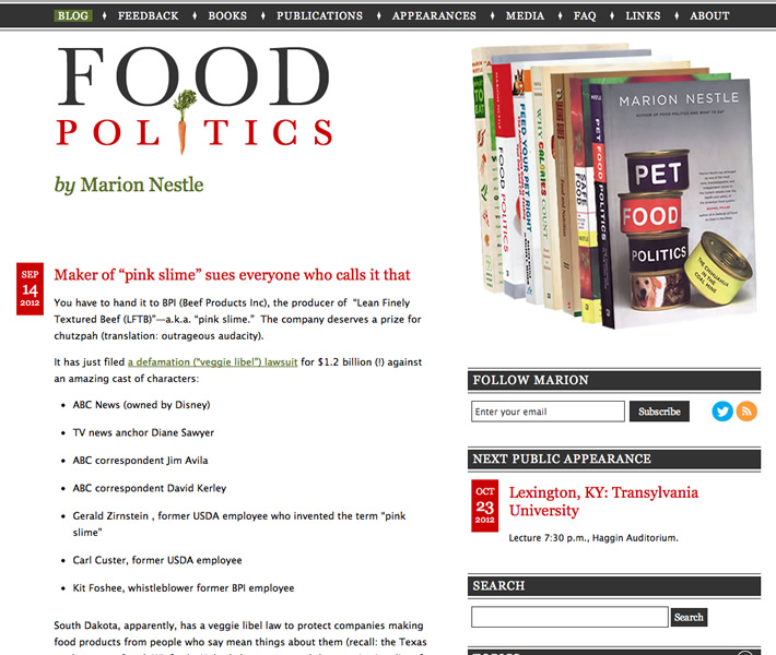 Marion Nestle S Web Site Food Politics Marion Nestle S Web Site Food Politics