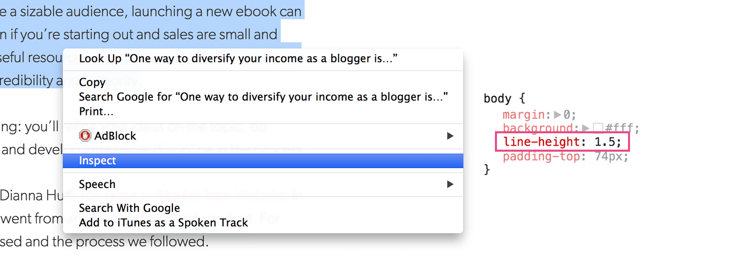 Inspect the line-height