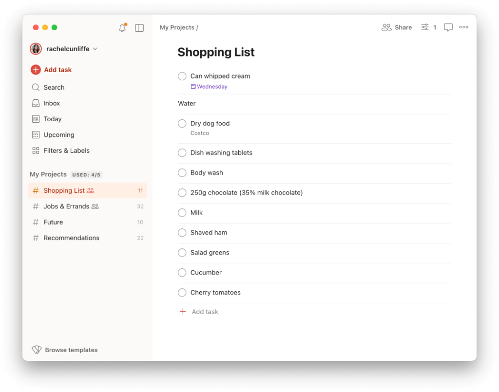 Todoist screenshot