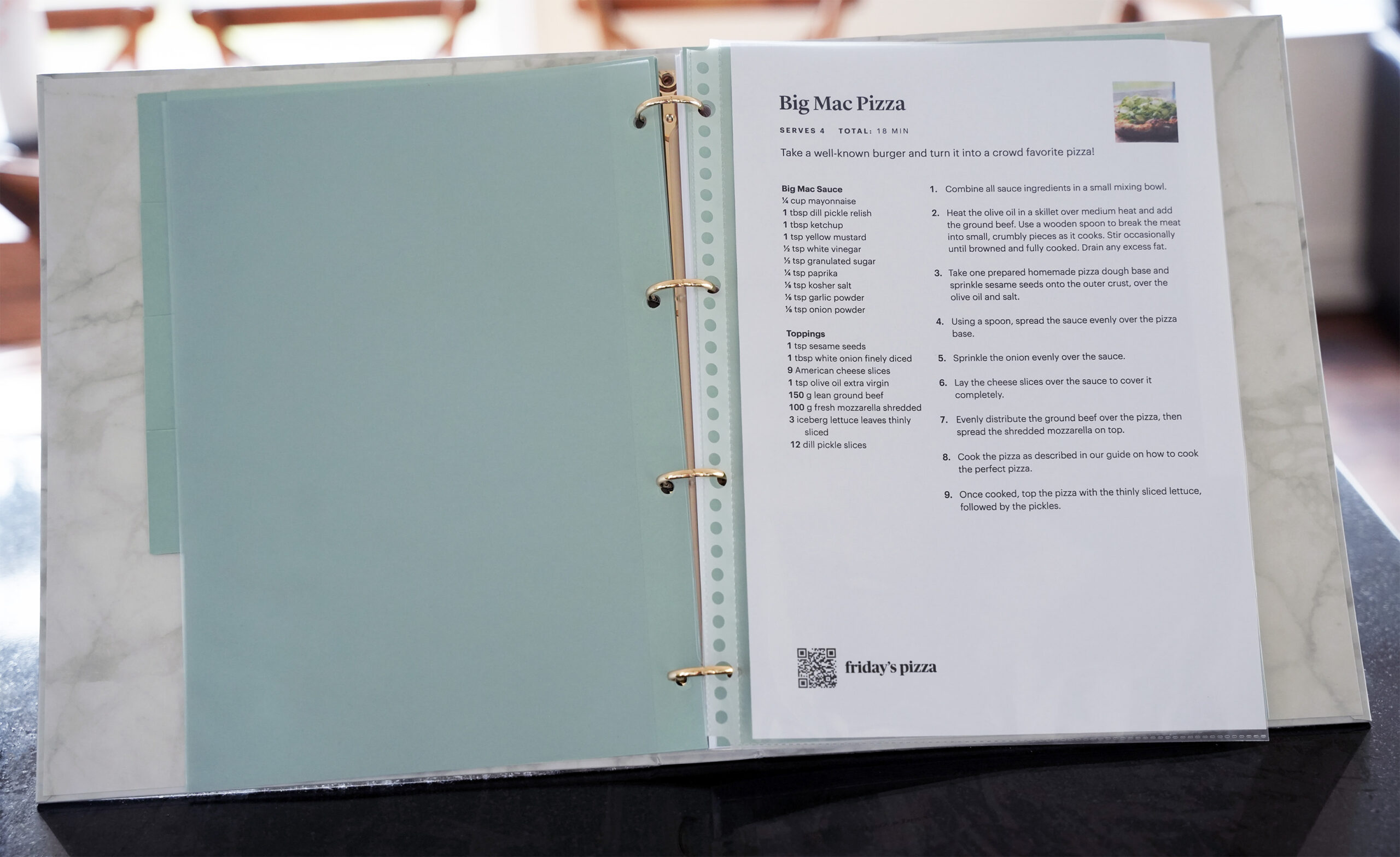 Binder-ready recipe example